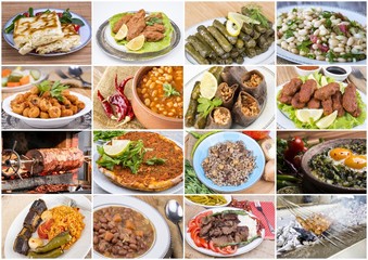 Traditional delicious Turkish food collage