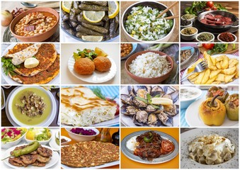 Traditional delicious Turkish food collage