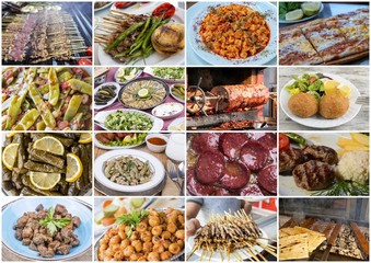 Traditional delicious Turkish foods collage