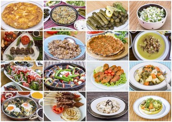 Traditional delicious Turkish foods collage