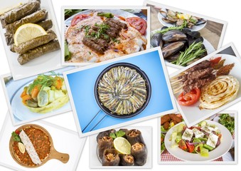 Traditional delicious Turkish foods collage