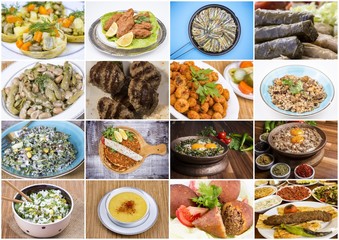 Traditional Delicious Turkish food collage