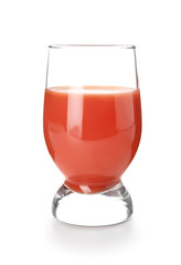 Glass of fresh juice isolated on white