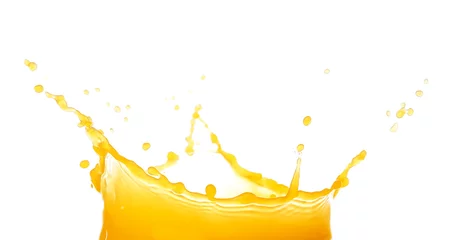 Fototapeten Spritzer frischer Orangensaft auf weißem Hintergrund © Pixel-Shot
