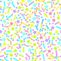 Sprinkle Cupcake Donut Topping. Seamless Pattern 