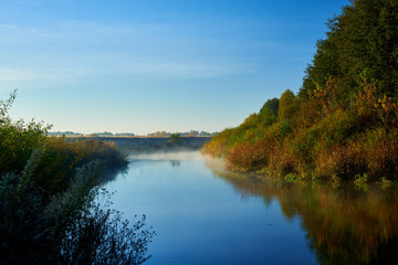Sunrise on autumn river