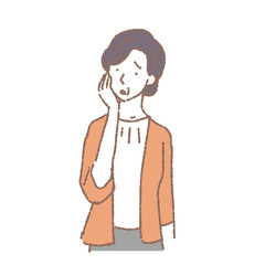 悩む　シニア　女性　人物　イラスト
