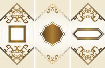 Set of vector vintage invitations with a baroque frames. Can be used for wedding invitation