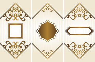 Set of vector vintage invitations with a baroque frames. Can be used for wedding invitation