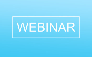 Fototapeta premium Webinar - linear text arrow concept on blue.