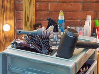mess in table in the beauty salon