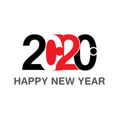 Happy New Year 2020 Text Design Patter, Vector illustration.