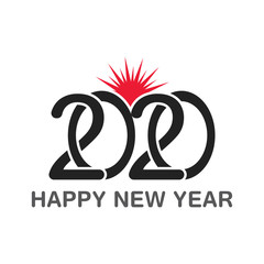Happy New Year 2020 Text Design Patter, Vector illustration.