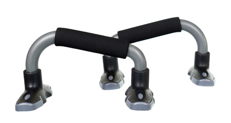 Plastic stands for push ups, sport equipment.