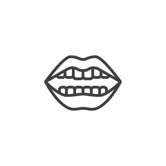 Human mouth line icon. linear style sign for mobile concept and web design. Mouth with lips and teeth outline vector icon. Symbol, logo illustration. Vector graphics