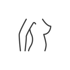 Female breast line icon. linear style sign for mobile concept and web design. Female body outline vector icon. Symbol, logo illustration. Vector graphics