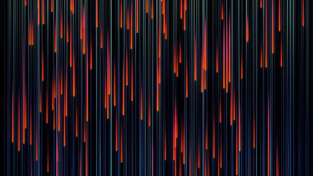 Abstract animation of bright digital rain of vertical colorful lines. Animation. Beautiful rain of bright falling lines reminiscent of Starfall. Beautiful backdrop of colorful digital rain