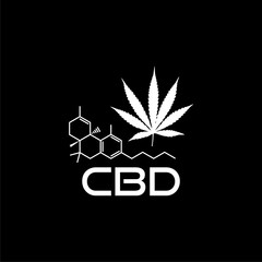 CBD cannabis formula isolated on black background