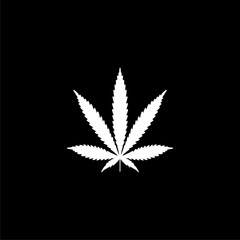 Marijuana or cannabis leaf icon isolated on black background