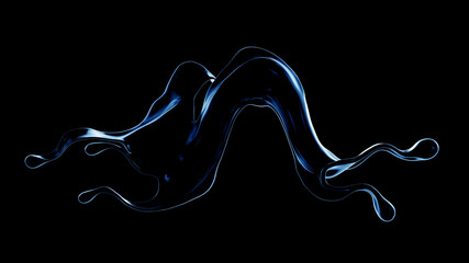 Splash fluid. 3d illustration, 3d rendering.