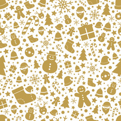 Christmas pattern with decorations. Xmas seamless texture. Vector
