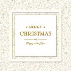 Christmas greetings on background with ornaments. Vector