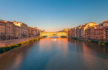 View of Florence city centre at sunset time, Italy