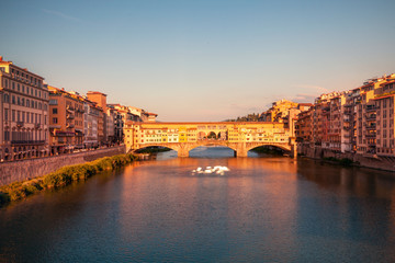 View of Florence city centre at sunset time, Italy