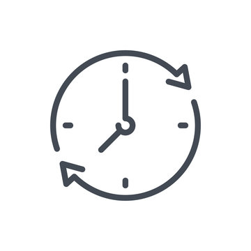 Refresh time line icon. Update clock vector outline sign.