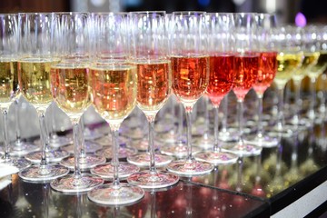 wine glasses on the bar