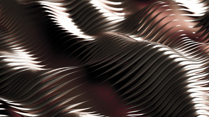 Luxury golden metal background with lines. 3d illustration, 3d rendering.