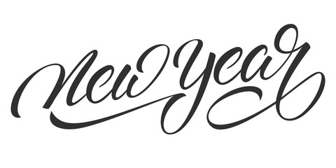 New Year lettering. Calligraphy label for New Year celebration