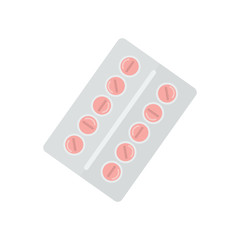 Medicine tablet blister color vector icon. Flat design