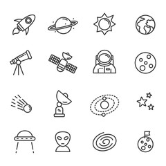 Fototapeta premium Set of space related icon with simple line design.