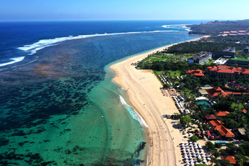 Beautiful aerial view of South Coast of Bali.