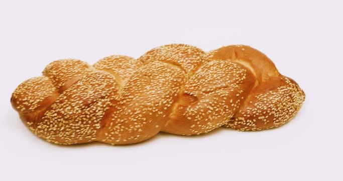 Shabbat Challah isolated on white background enters to the scene