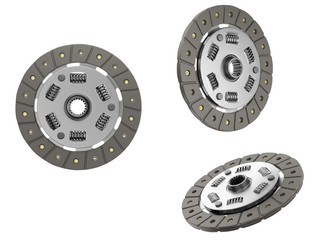 Spare parts for car and truck clutch disk. Transmission auto parts. 3d rendering