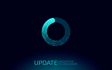 Low poly update button sign. New version software mobile system upgrade internet upload. Online information touch screen symbol. Polygonal modern design vector illustration