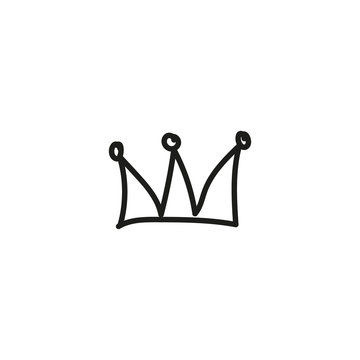 Hand drawn crown icon isolated on white background for queen logo, princess diadem symbol, doodle illustration, pop art element, beauty and fashion shopping concept. vector