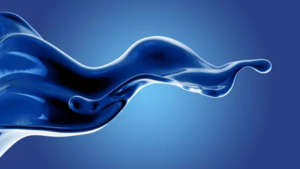Fotobehang Digital rendering of blue fluid in motion © Pierell