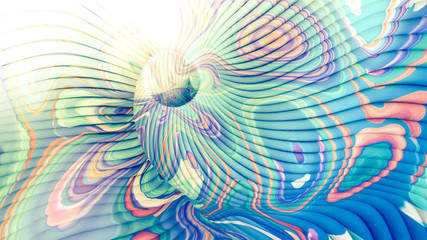 Bright background with a volumetric pattern and print. 3d illustration, 3d rendering.