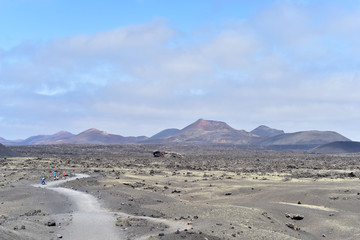 Volcanic crater, Montana del Cuervo  in Timanfaya National Park, Fire Mountains, Lanzarote, Canary Islands, Spain