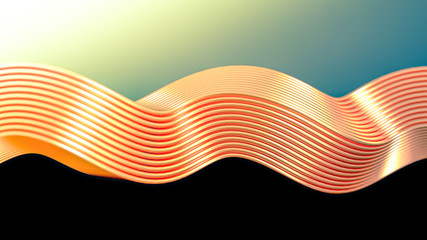 Golden wave background. 3d illustration, 3d rendering.