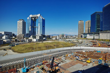 梅田貨物駅跡地に工事が進む東海道線支線の地下新駅