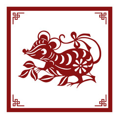 The Classic Chinese Papercutting Style Illustration, A Cartoon Rat, The Chinese Zodiac