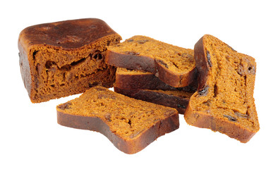 Malt fruit loaf isolated in a white background