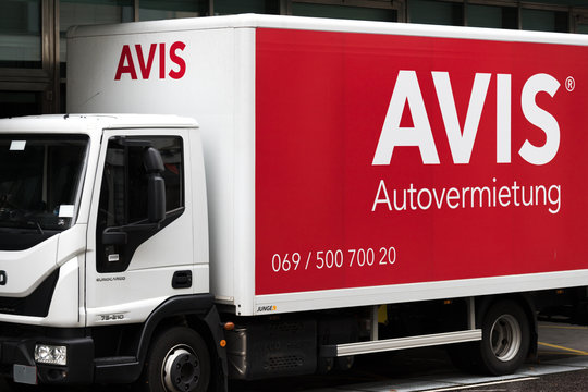 salzburg, salzburger land/austria - 09 10 19: avis rent a truck in salzburg austria