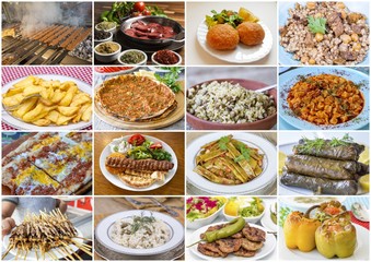 Traditional delicious Turkish foods collage