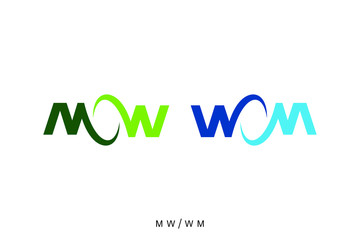 letter MW or WM concepts, initials logo template, typography of MW and WM