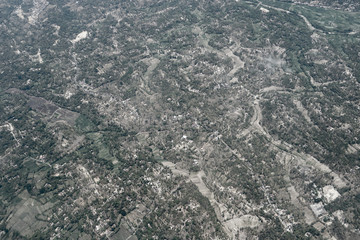 High angle view of the forest, Landscape of forests and mountains, Aerial photograph